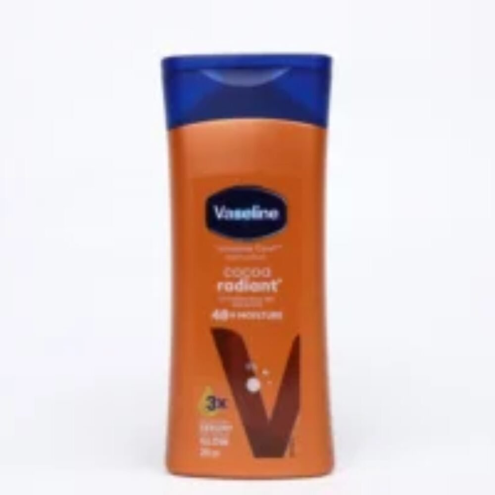 vaseline intensive cocoa radiant with pure cocoa butter nourishes dry skin for a natural glow without feeling greasy